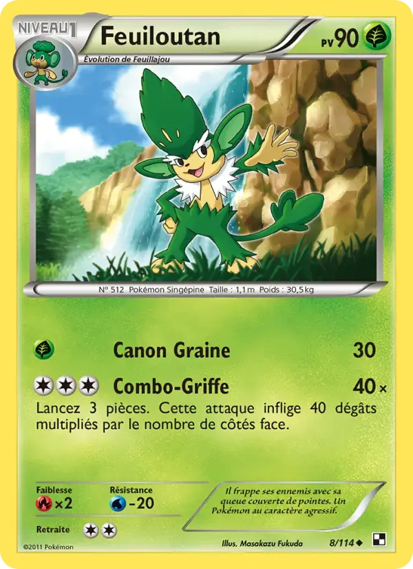 Carte Pokémon Feuiloutan #8 — Noir et Blanc