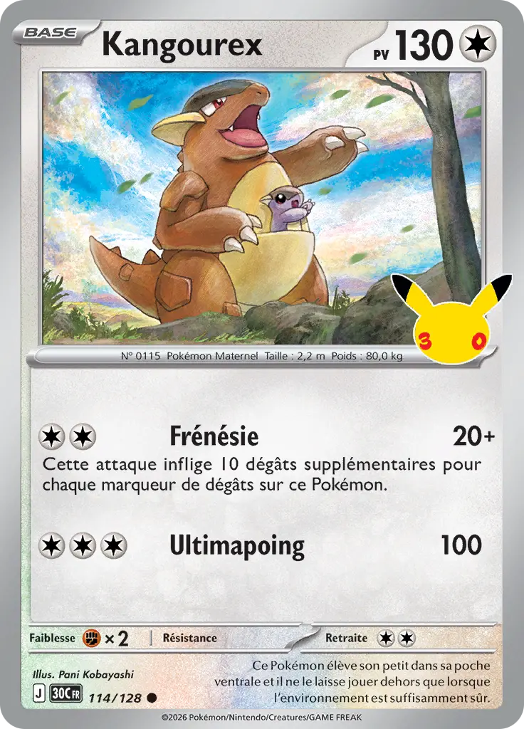 Carte Pokémon Kangourex #114 — 30ᵉ Anniversaire