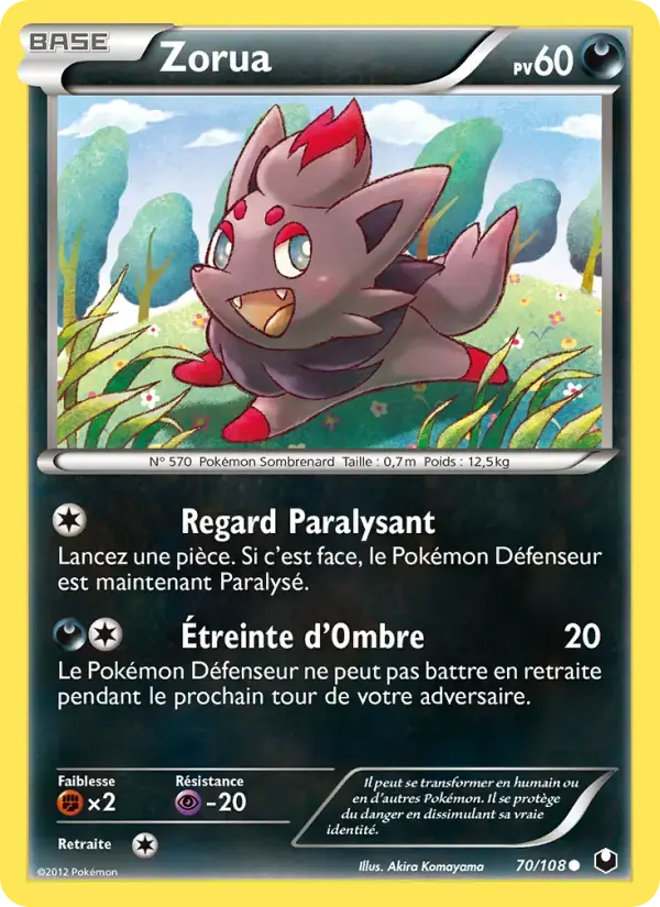 Carte Pokémon Zorua #70 — Explorateurs Obscurs