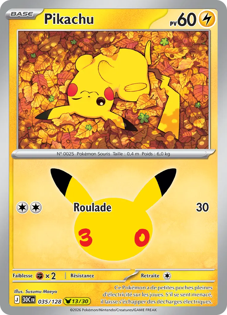 Carte Pokémon Pikachu #035 — 30ᵉ Anniversaire