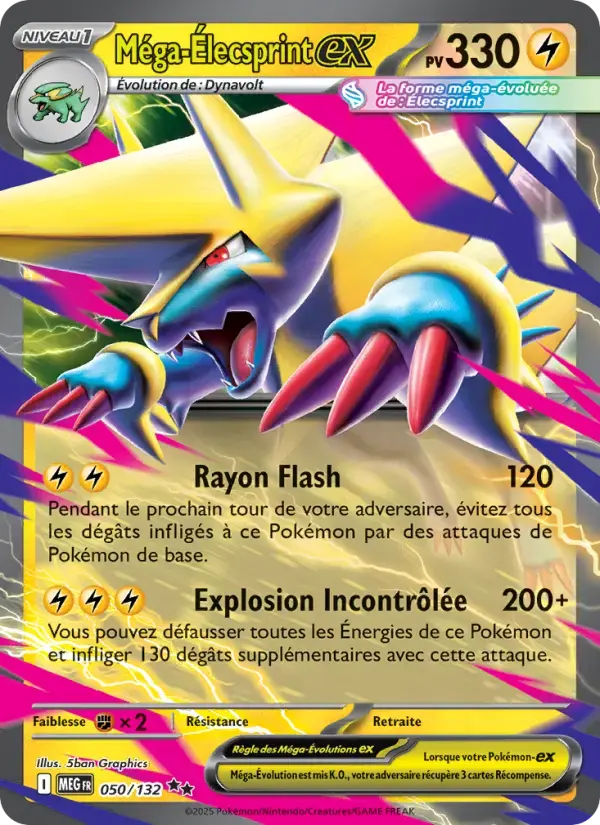 Carte Pokémon Méga-Élecsprint-ex #050 — Méga-Évolution