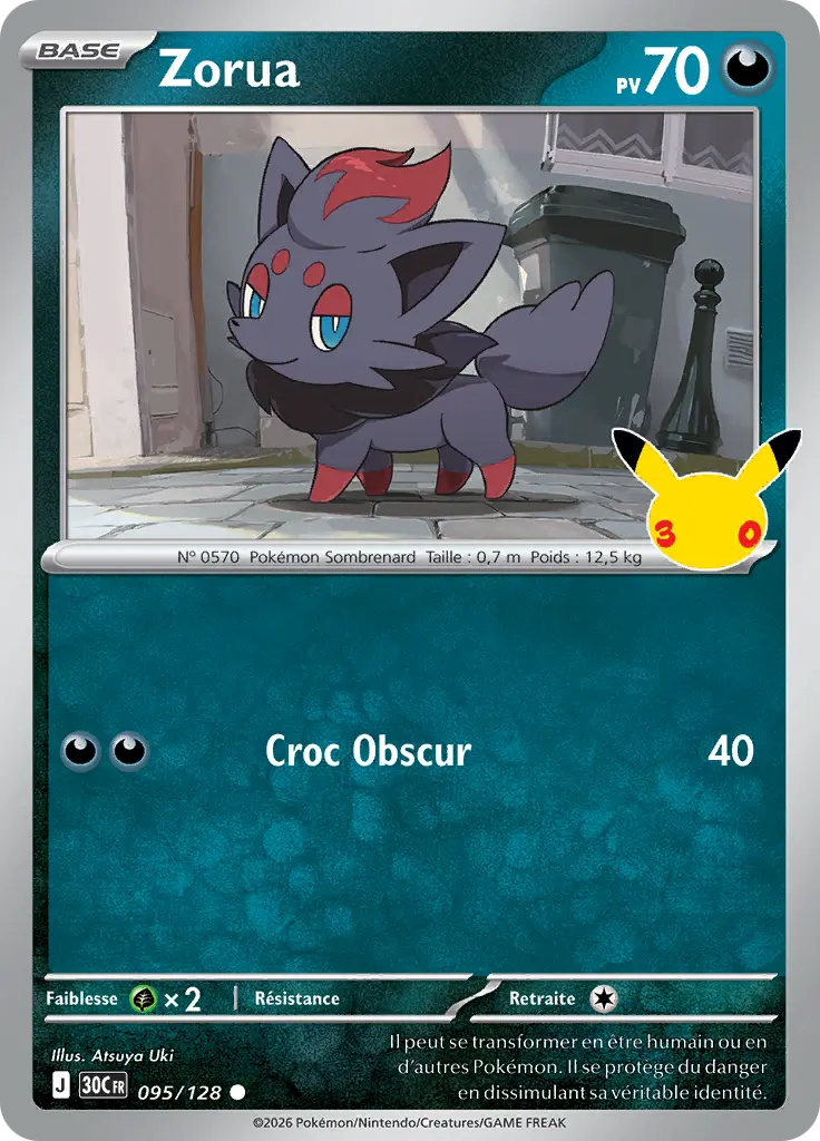 Carte Pokémon Zorua #095 — 30ᵉ Anniversaire