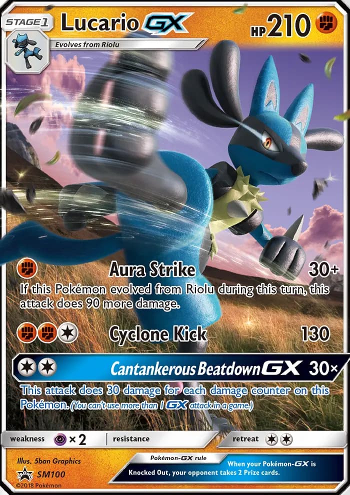 Carte Pokémon Lucario GX #SM100 — Promos Soleil et Lune
