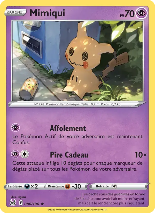 Carte Pokémon Mimiqui #080 — Origine Perdue