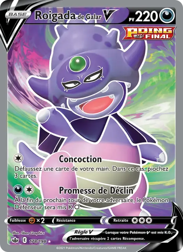 Carte Pokémon Roigada de Galar V #178 — Règne de Glace