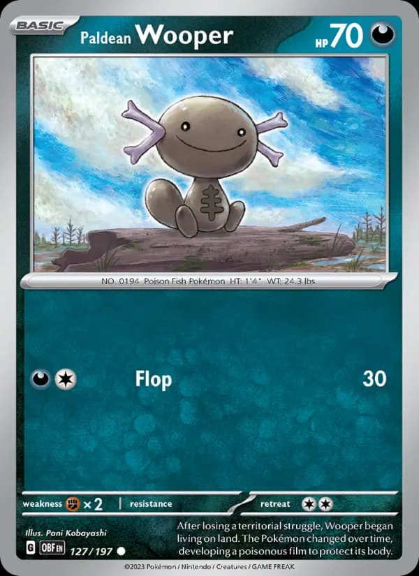 Paldean Wooper #127 — Obsidian Flames