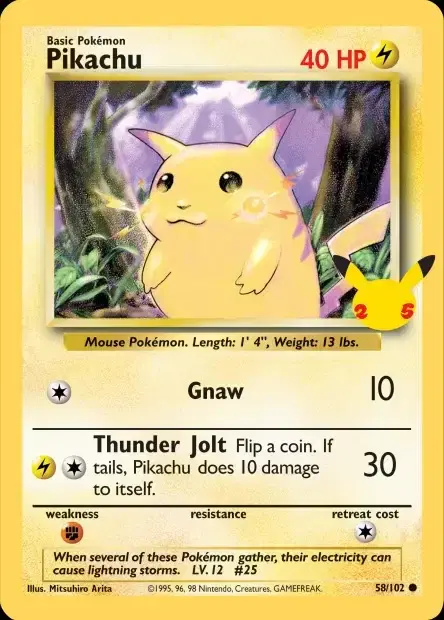 Carte Pokémon Pikachu #58/102 — Jumbo
