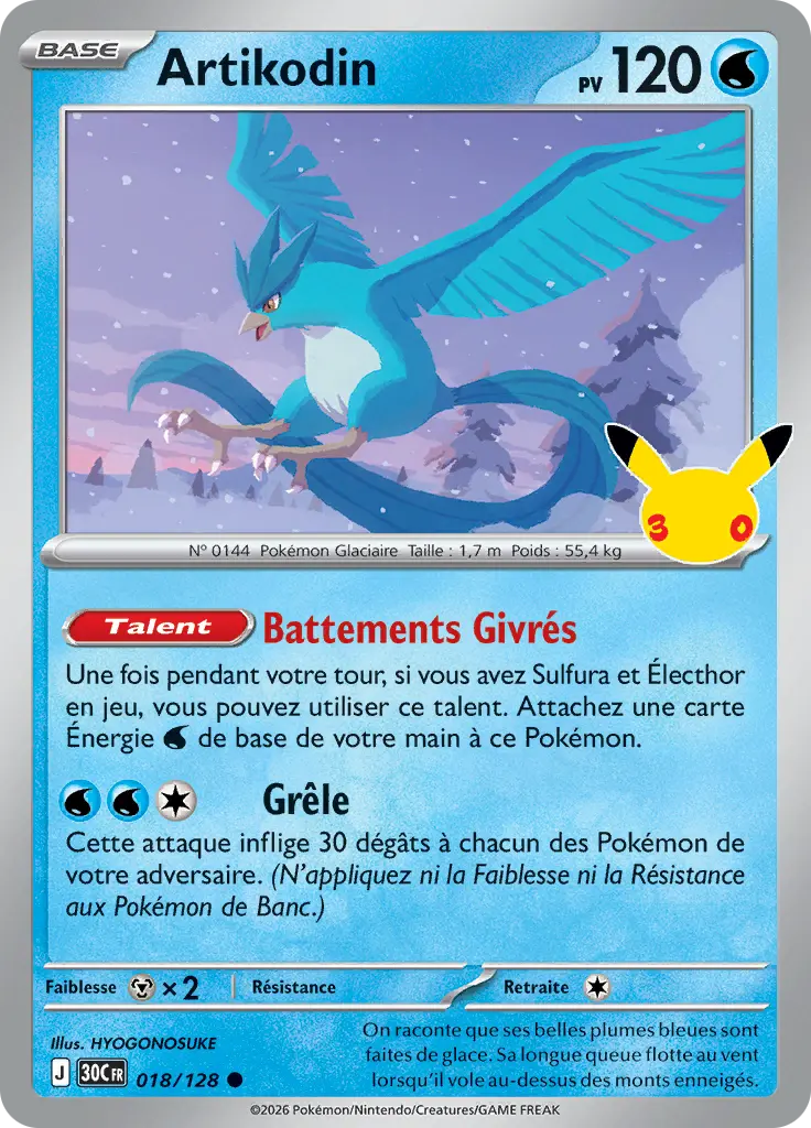 Carte Pokémon Artikodin #018 — 30ᵉ Anniversaire