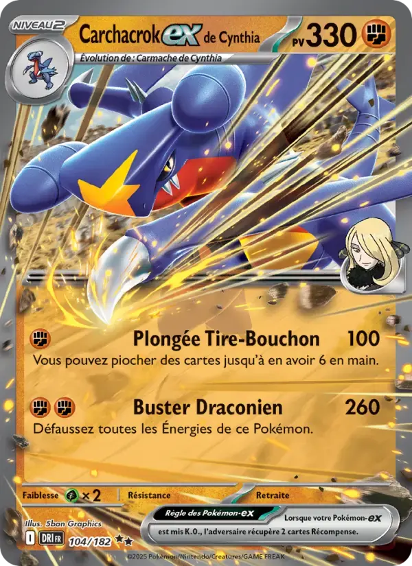 Carte Pokémon Carchacrok-ex de Cynthia #104 — Rivalités Destinées