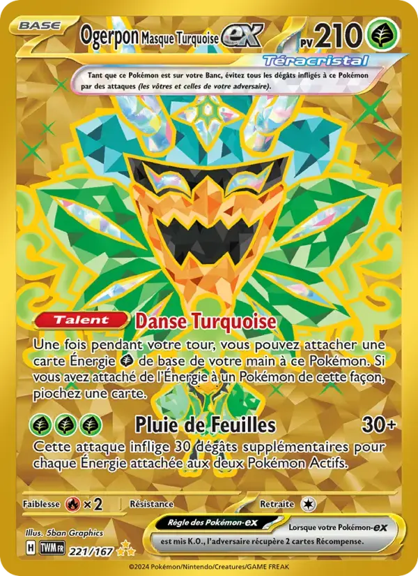 Carte Pokémon Ogerpon Masque Turquoise-ex #221 — Mascarade Crépusculaire