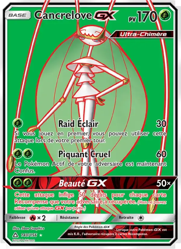 Carte Pokémon Cancrelove GX #140 — Ultra-Prisme