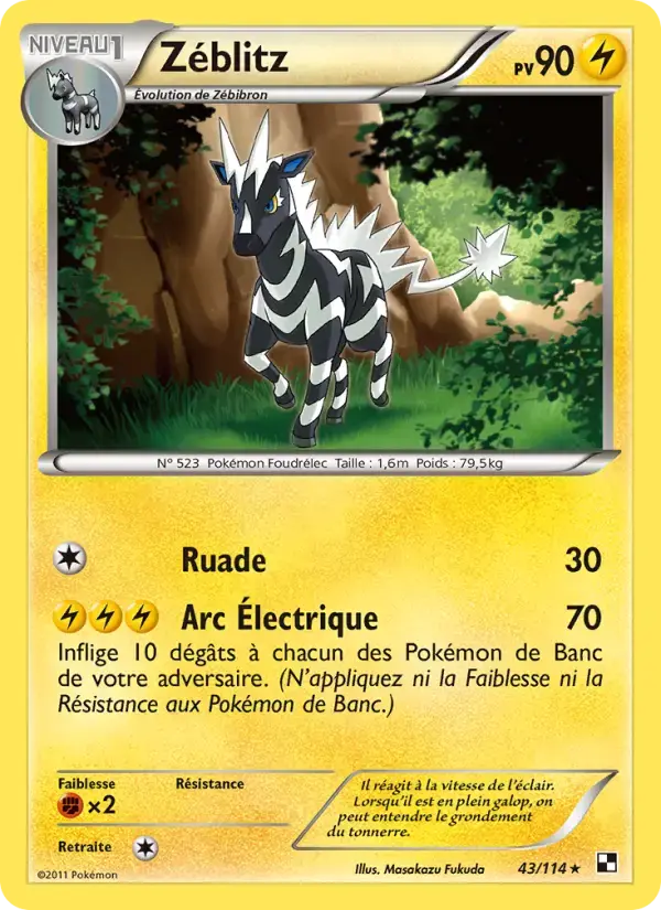 Carte Pokémon Zéblitz #43 — Noir et Blanc