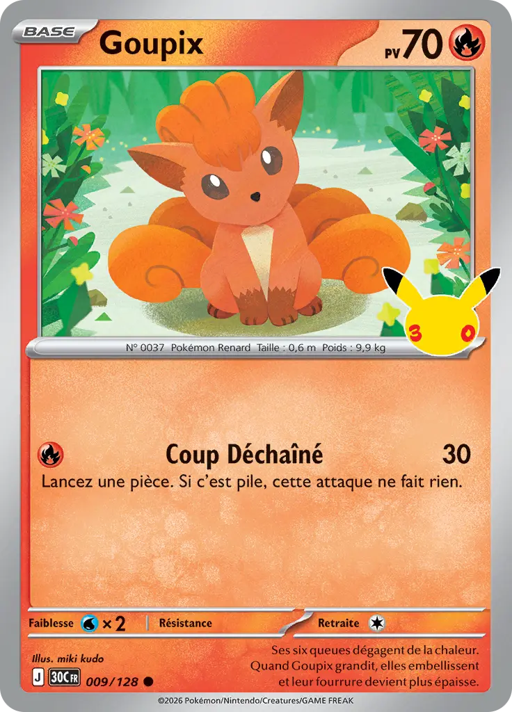 Carte Pokémon Goupix #009 — 30ᵉ Anniversaire