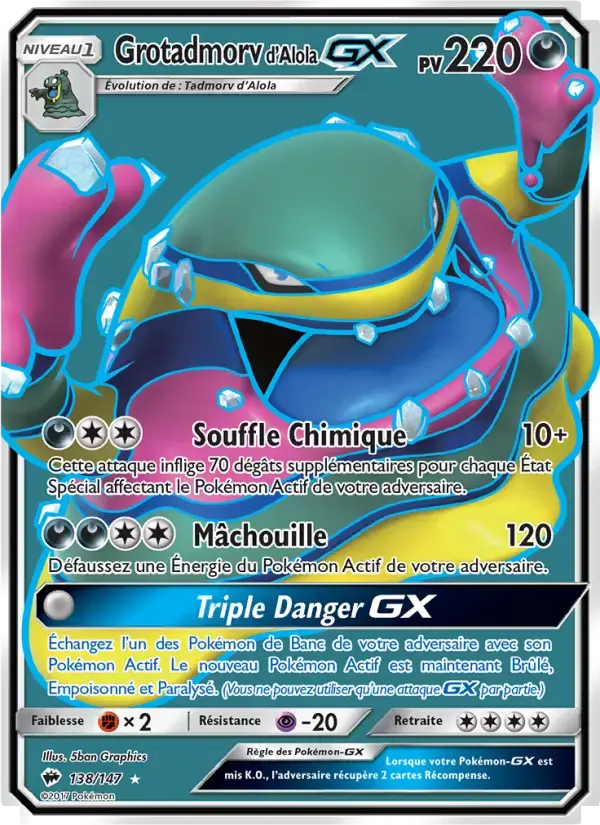 Carte Pokémon Grotadmorv d’Alola GX #138 — Ombres Ardentes