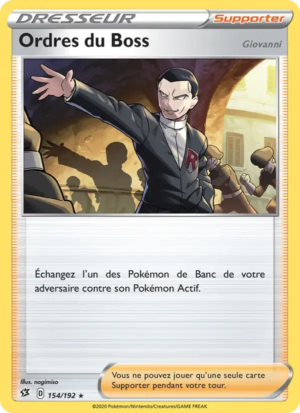 Carte Pokémon Ordres du Boss (Giovanni) #154 — Clash des Rebelles