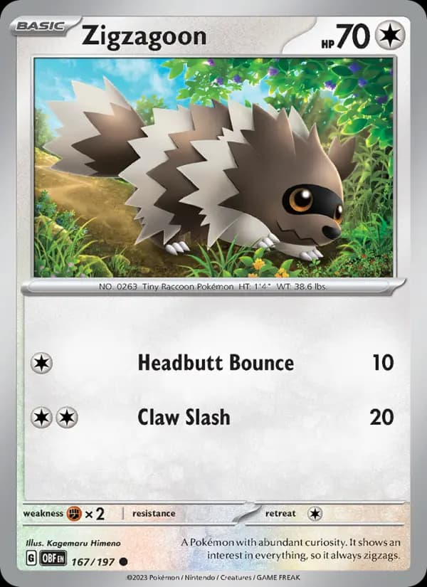 Zigzagoon #167 — Obsidian Flames
