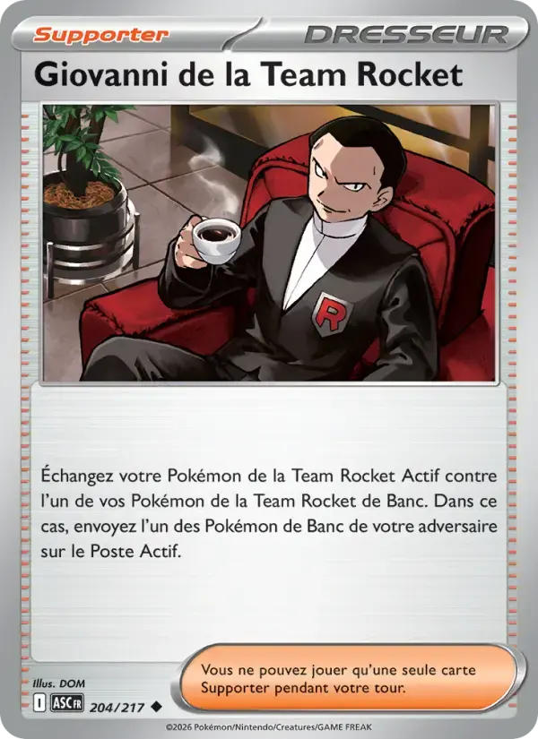 Carte Pokémon Giovanni de la Team Rocket #204 — Héros Transcendants