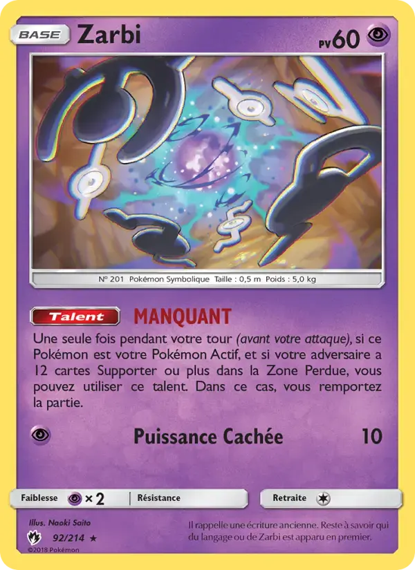 Carte Pokémon Zarbi #92 — Tonnerre Perdu