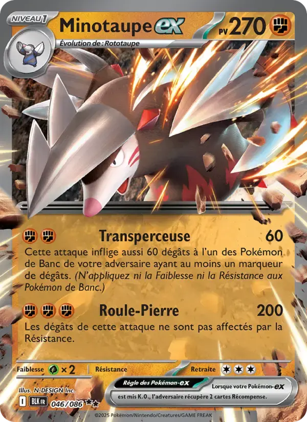 Carte Pokémon Minotaupe-ex #046 — Foudre Noire