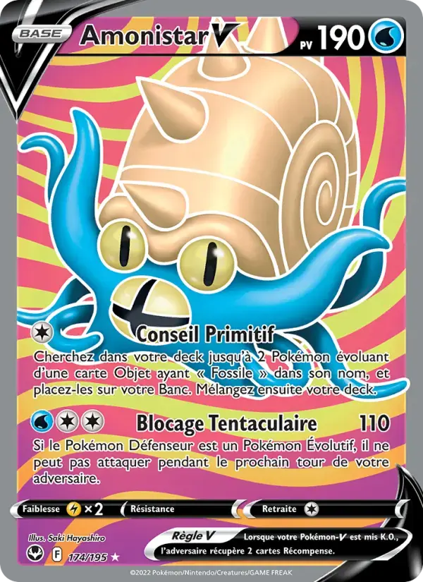 Carte Pokémon Amonistar V #174 — Tempête Argentée