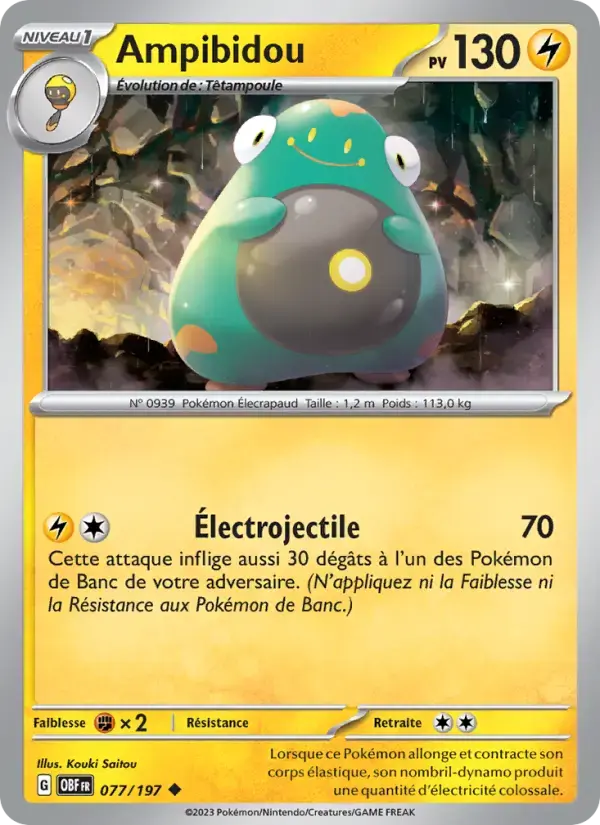 Carte Pokémon Ampibidou #077 — Flammes Obsidiennes