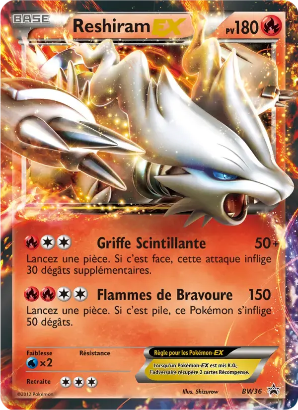 Carte Pokémon Reshiram ex #BW36 — Promos Noir et Blanc