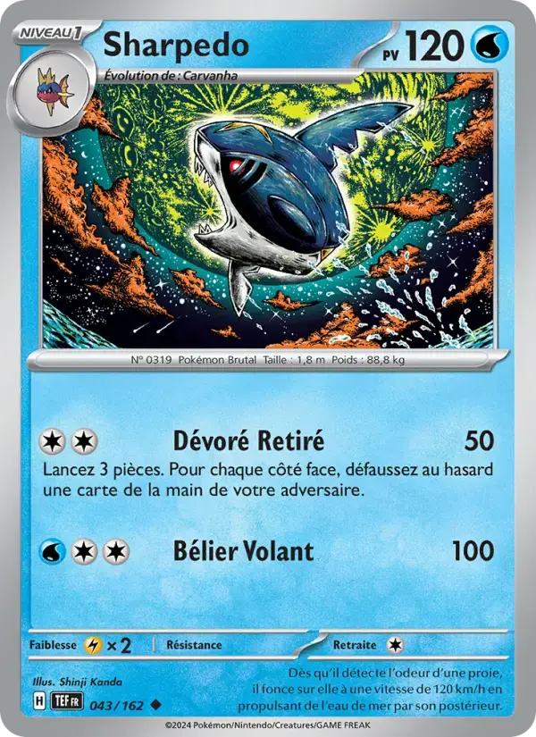 Carte Pokémon Sharpedo #043 — Forces Temporelles