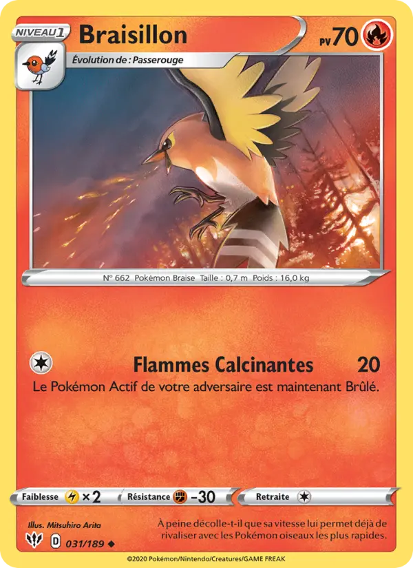 Carte Pokémon Braisillon #31 — Ténèbres Embrasées