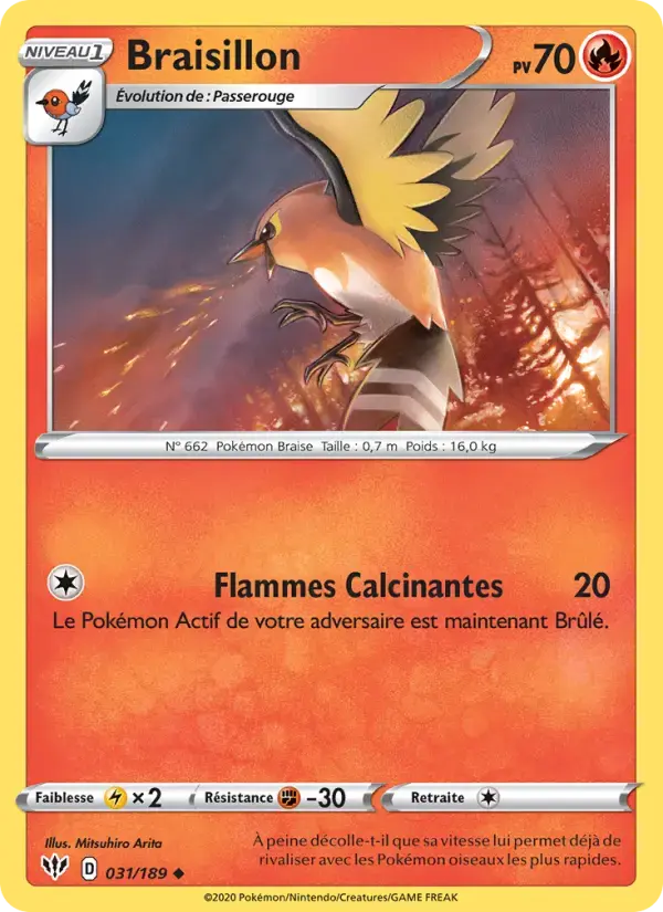 Carte Pokémon Braisillon #31 — Ténèbres Embrasées