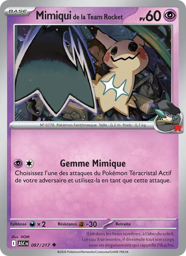 Carte Pokémon Mimiqui de la Team Rocket #097 — Héros Transcendants