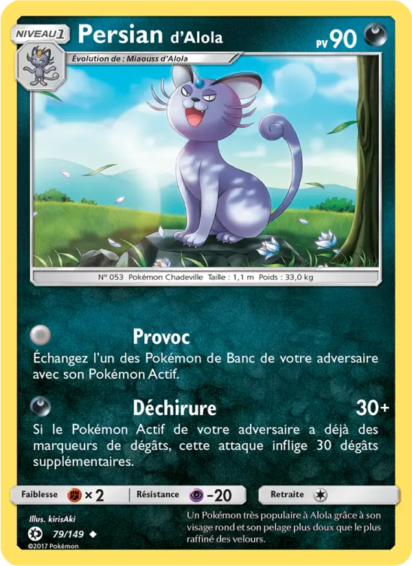 Carte Pokémon Persian d’Alola #79 — Soleil et Lune
