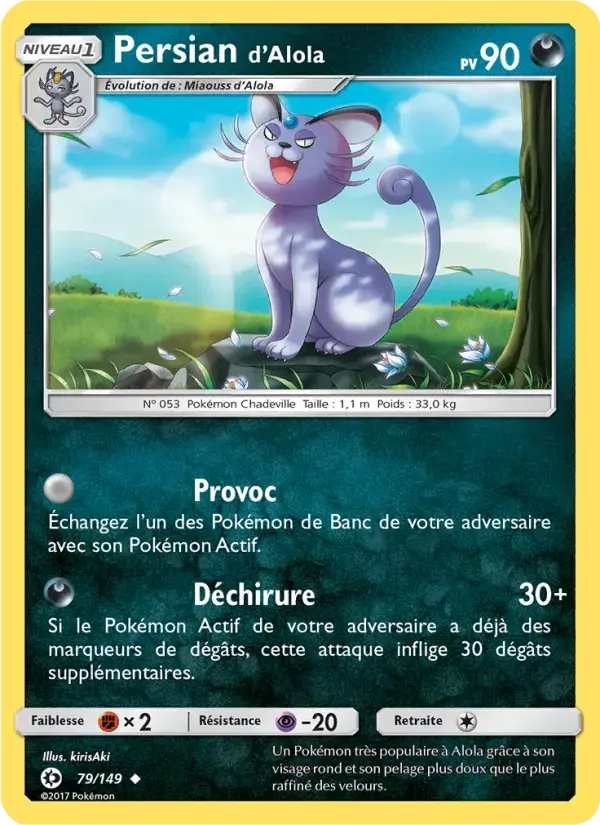 Carte Pokémon Persian d’Alola #79 — Soleil et Lune