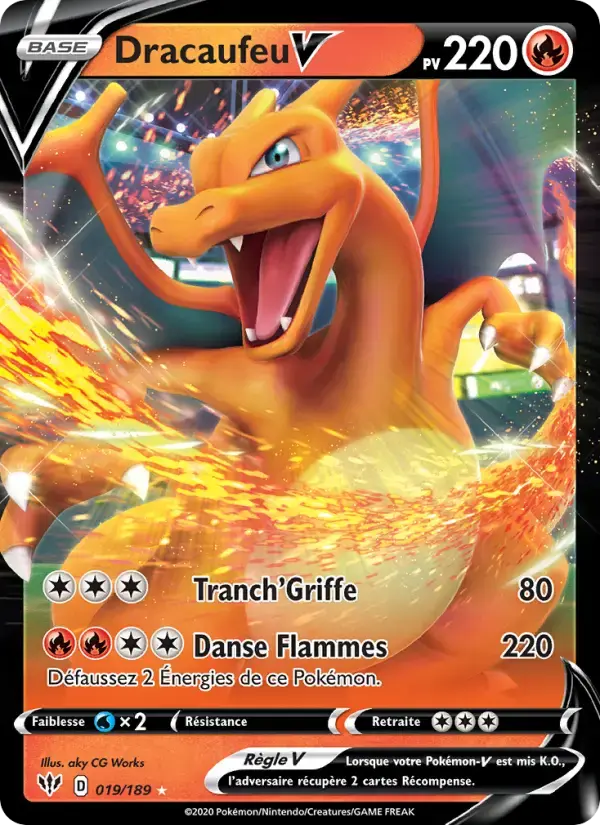 Carte Pokémon Dracaufeu V #19 — Ténèbres Embrasées