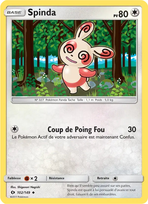 Carte Pokémon Spinda #102 — Soleil et Lune