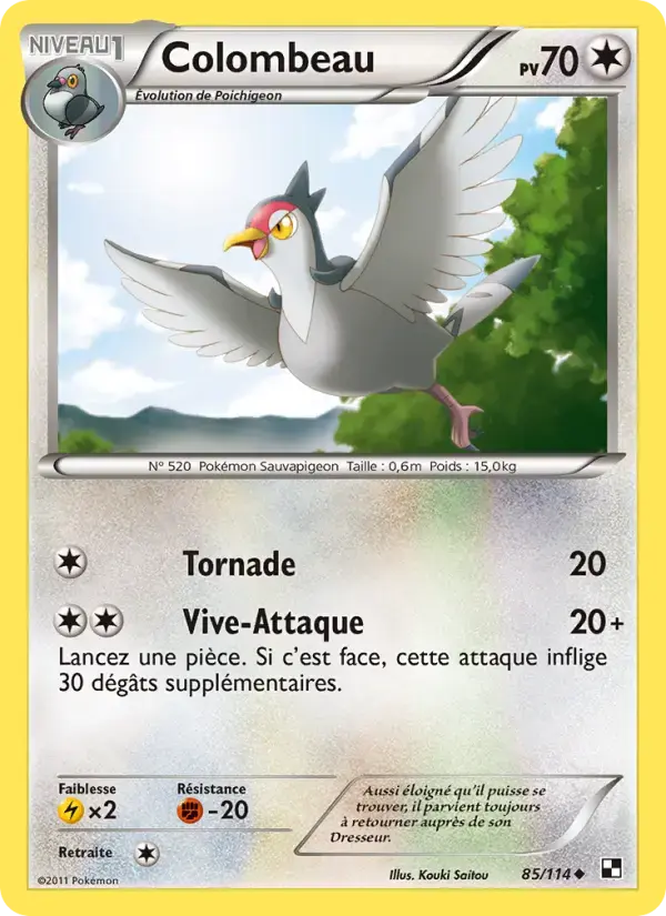Carte Pokémon Colombeau #85 — Noir et Blanc