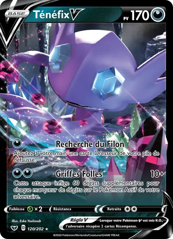 Carte Pokémon Ténéfix V #120 — Épée et Bouclier