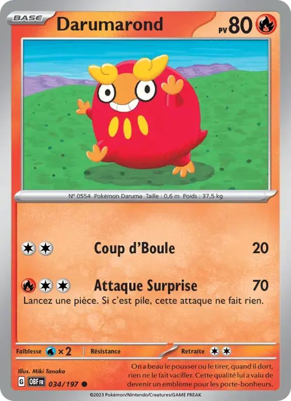 Carte Pokémon Darumarond #034 — Flammes Obsidiennes