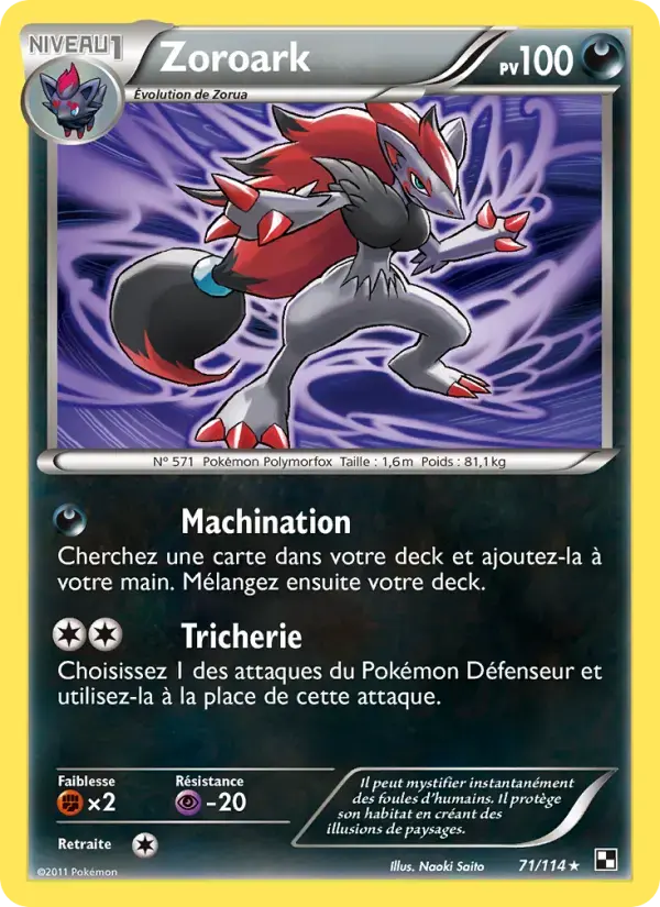 Carte Pokémon Zoroark #71 — Noir et Blanc