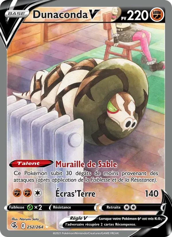Carte Pokémon Dunaconda V #252 — Poing de Fusion