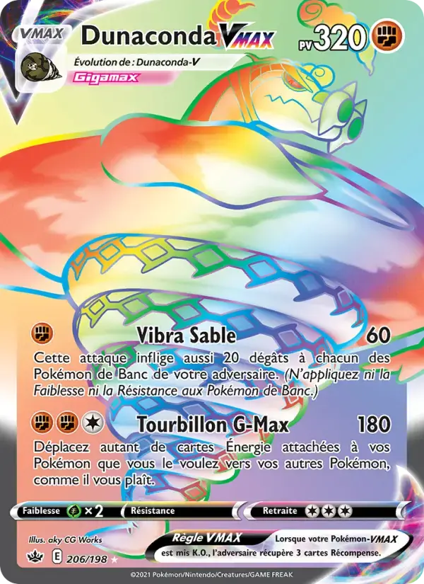 Carte Pokémon Dunaconda VMAX #206 — Règne de Glace