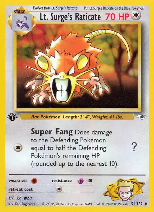 Lt. Surge's Raticate #51 — Gym Heroes