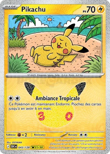 Carte Pokémon Pikachu #043 — 30ᵉ Anniversaire