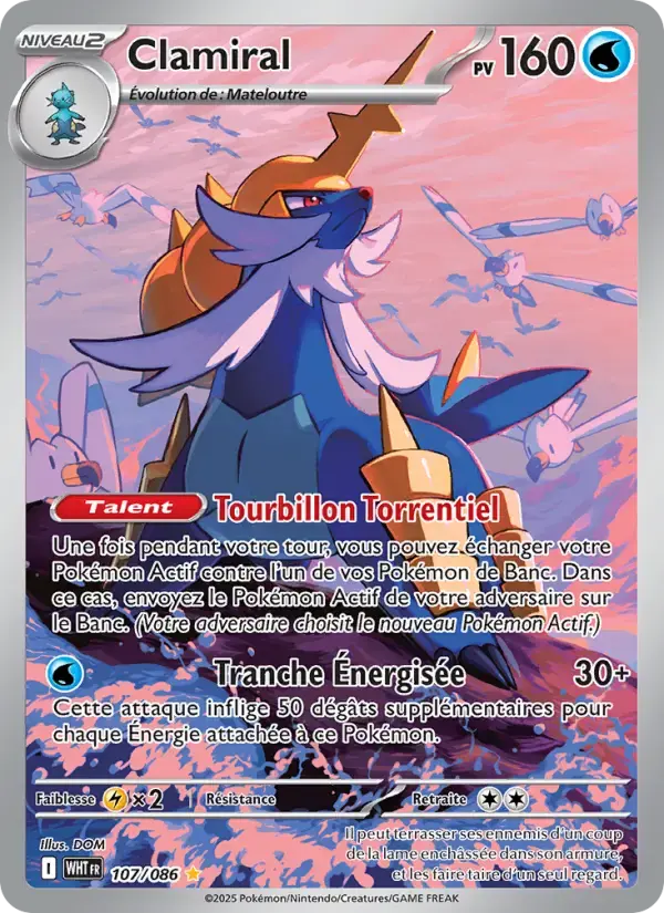 Carte Pokémon Clamiral #107 — Flamme Blanche