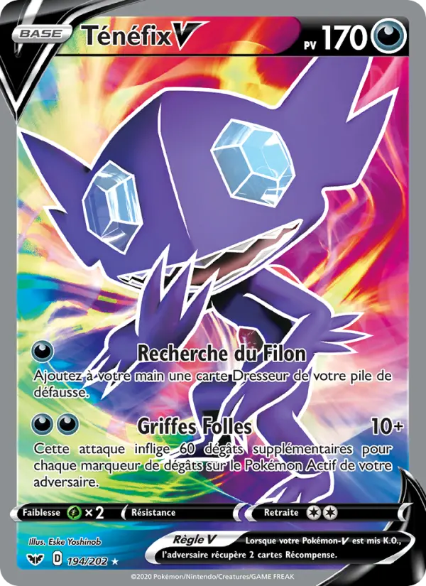 Carte Pokémon Ténéfix V #194 — Épée et Bouclier
