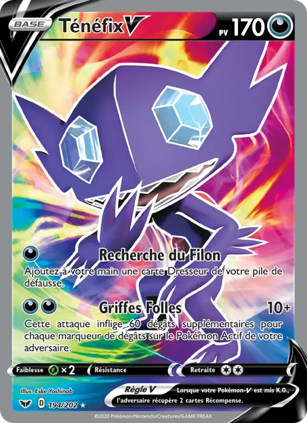 Carte Pokémon Ténéfix V #194 — Épée et Bouclier