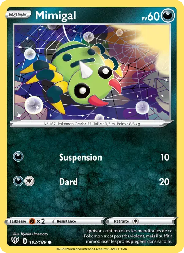 Carte Pokémon Mimigal #102 — Ténèbres Embrasées