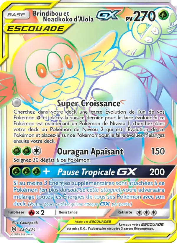 Carte Pokémon Brindibou et Noadkoko d’Alola GX #237 — Harmonie des Esprits
