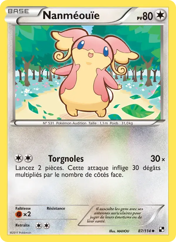 Carte Pokémon Nanméouïe #87 — Noir et Blanc