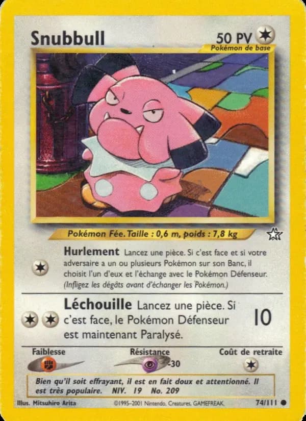 Carte Pokémon Snubbull #74 — Neo Genesis