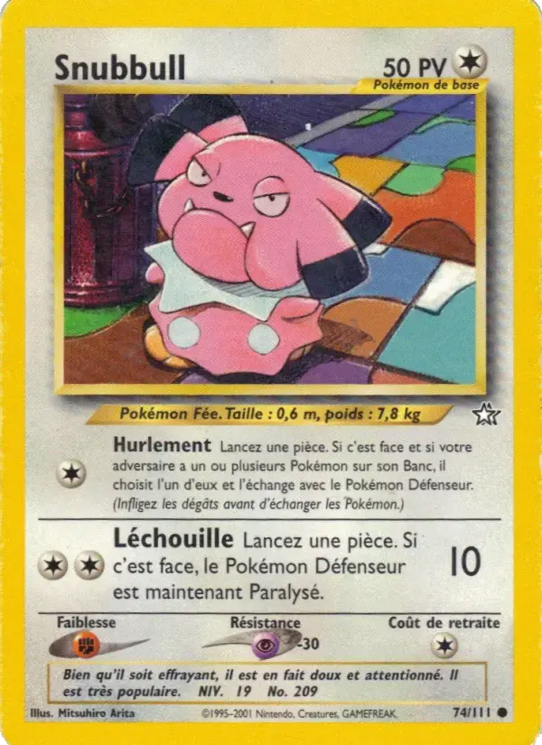 Carte Pokémon Snubbull #74 — Neo Genesis